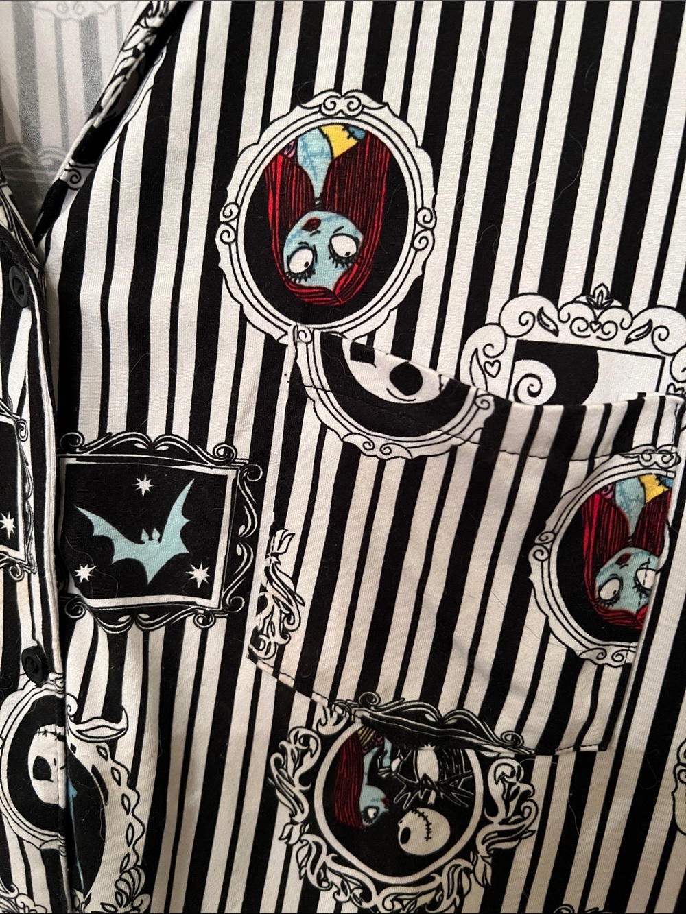 The Nightmare Before Christmas Striped Short-Sleeve Pajama set - Black/White - Picture 4 of 8